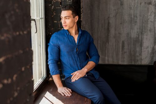 پیراهن سرمه ای مردانه